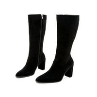 Woobling Dame Boot visoke cipele visoke potpetice Zimske čizme Party Neli klizanje koljena-moda crna