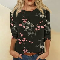 Bluze za žene, ženski okrugli rukav za vrat ljetni odmor T majice cvjetni tisak plus veličina bluze