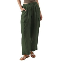 Ženske hlače za hlađenje Ljeto modne ženske ležerne džepni gumb elastični struk pune dužine hlače lagane