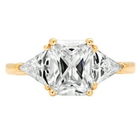 2.57ct Emerald Cut originalni kultivirani dijamant SI1-si i-J 18K žuto zlato Tro-kamena Obećaj Vjenčanje