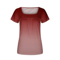 Fjofpr Ženski vrhovi čišćenje ženske žene ljeto tiskane majice casual kvadratni vrat s kratkim rukavima