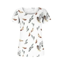 Ausyst Žene vrhovi ljetni modni ispisani casual okruglica kratkih rukava labava majica bluza za bluzu