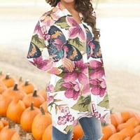 Dyegold Cardigan džemperi za žene cvjetne tanke jakne s dugim rukavima, casual draperi otvoreni prednji