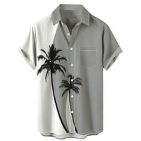 FSQJGQ muške havajske košulje s kratkim rukavima štampu spušteno dugme za ljetne plažne košulje na vrhu