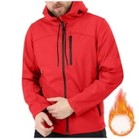 Hoodies pgeraug za muškarce Sports Pure Color Plus patentni s kapuljačom dugih rukava MENS džemper crveni