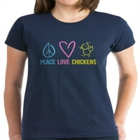 Cafepress - mir, ljubav, kokoši - Ženska tamna majica