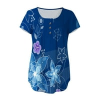 Zpanxa plus vrhovi veličine za žene modni V-izrez cvjetni ispisani tunički tasteri majica kratkih rukava