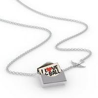 Ogrlica s bloketom Volim K-Ball u srebrnom kovertu Neonblond