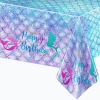 Mermaid rođendanski stolnjak za rođendanski ukras za zabavu, plastični za jednokratni pravokutni stol