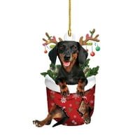 Wofedyo Božićni ukrasi Božićni psi ukrasni dvostrani akrilni božićni drv Privjesak soba Dekor Početna