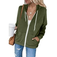 Puntoco plus veličina zazor žene s kapuljačom tankim patentnim zatvaračem džemper džemper vojska zelena