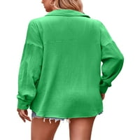 Beiwei Dame Cardigan bluza revel majica s dugim rukavima Ležerna tunička košulja Žene Dugme dolje elegantno