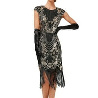 Ženske haljine kratki rukav ljetni V-izrez Vintage Tassels Flapper midi Dužina Ležerna haljina Vino