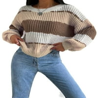 Ležerni prugasti puloveri za okrugli vrat dugih rukava s više rukava