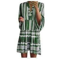Ženske haljine Mini dugih rukava Ležerne prilike, ljetna haljina s V-izrezom zelena 2xl