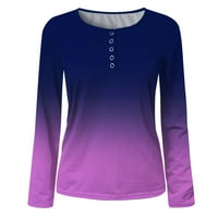 Xiuh Women Moda Fashion Color Trgovinski ovratnik dugih rukava Ležerne bluza Majica vrhovi grafička