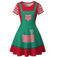 Zunfeo Womens Ljetne haljine - kratki rukav Crew Crt Božićne trendi ispisane vintage djevojke haljine