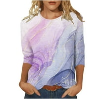 TOQOT majice s dugim rukavima za žene - posada ležerne ispisane labave tuničke bluze ženske pad vrhova