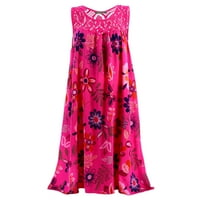 Ljetne haljine za žene tiskane kratke sandress bez rukava bez rukava ružičasta ružičasta 5xl