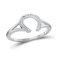 Čvrsti 10k bijeli zlatni okrugli dijamant Lucky Horseshoe Angažman za vjenčanje obdarniji prsten CT.