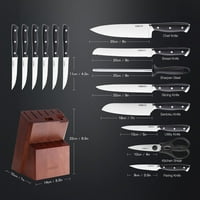 Lotpreco Premium kuhinjski nož set sa blokom od trešanja, noževi od nehrđajućeg čelika za otporljive