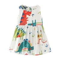 TODDLER Baby Girls Ljeto odijevanje bez rukava Slatka print Okrugli izrez Haljina modna casual tenk