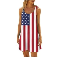 Žene Ljetne casual haljina bez rukava bez rukava Američka zastava Ispiši mini haljine linijska labava