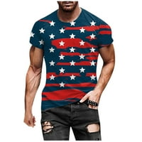 Okrugli vrat Modni vrhovi Dan nezavisnosti 3D digitalna zastava za bluzu za ispis Muške ljetne fitness