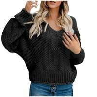 Zimski džemperi za žene labave fit ženske zimske nove europske američke labave pletene džemper s V-izrezom