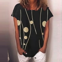 Ženski vrhovi Žene Ljetni tisak džepova Kratka rukava majica Casual Tunic Tops bluza