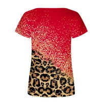 Tuničke košulje za žene Ležerne prilike kratkih rukava Leopard Color Contrast Ispis kvadratni vrat Pulover