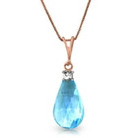 Galaxy Gold 14k14 Rose Gold ogrlica sa prirodnim dijamantskim i plavim Topazom
