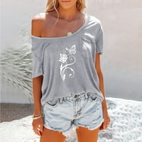 Vrhovi za žensku casual na vrhu okruglog vrata kratkih rukava majica tiskana ljetna majica Tunic Top