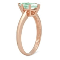 1. CT sjajan markizni rez simulirani zeleni dijamant 14K ružičasto zlato pasijans prsten sz 8.5