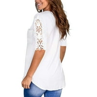 Košulje za žene Bijela prodaja Ženska čipka kratkih rukava s kratkim rukavima V-izrez Majica Labavi