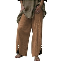 Binmer Duge pantalone za žene Modni elastični struk Ležerne prilike čiste boje ravne noge Dužine visokog