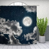 Noćna noć s nebom tuš za tuširanje puni mjesec zvijezde Galaxy Clouds Prekrasna svemirnica Crna kupaonica
