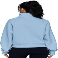 Ženske dukseve na pola zip obrezane pulover Fleece Quart Countper Hoodies pada odjeću rupa palca