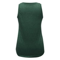 Haxmnou Cisterne za žene Ljeto majice bez rukava V izrez Casual Solid Colore Loot TOP prsluk zeleni