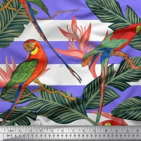 Soimoi Poly Georgette Tropčić tropski listovi, stripe i papagaj ptica za štampanje tkanine sa dvorištem