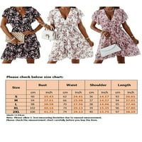 Capreze Dame cvjetni ispis sunčevoj majici kratki rukav haljina za majicu Summer Šifon mini haljine