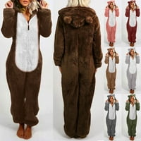 Cleance Žene Zimske odrasle osobe Fau Fleece Bear patent zatvarača Pajamas COSYWER LOUNGEWEAR SHERPA