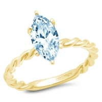 2.0ct Marquise rez plavi simulirani dijamant 18k žuti zlatni godišnjički angažman prsten veličine 6.5