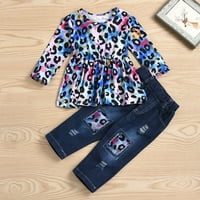 Djevojčica za mališana 1Y-6Y TODDLER Baby Kids Girls Tie-Dye Majica TOP Hlače Jeans Ležerne odjeće Set