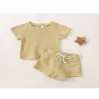 Calsunbaby Toddler Baby Boys Girls Ljetne odjeće Postavlja majicu s kratkim rukavima + Striped kratke