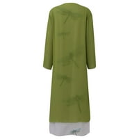 Ženska casual modni ispis O-izrez Dvije set haljine, zelena, xxxl