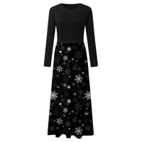 Maxi haljine za žene Christma haljine za žene Novost labav cvjetni ispis Elegantna Splice s dugih rukava