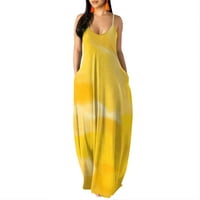 Ženske casual haljine haljine bez rukava casual duljina duljina duljina žuta 3xl