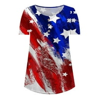 Ženske vrhove Flag Henley majica 4. srpnja T-majice Star Print Short rukav patriotski tees Američka