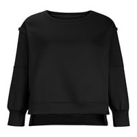 Sanviglor Womenshirtshirtshirt Crew vrat na vratu Čvrsti pulover Love Fit Dukseri Zimska crna XL